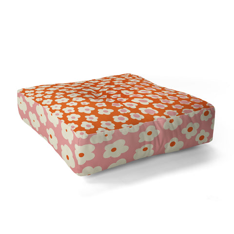 Jenean Morrison Sunny Side Floral in Orange Floor Pillow Square