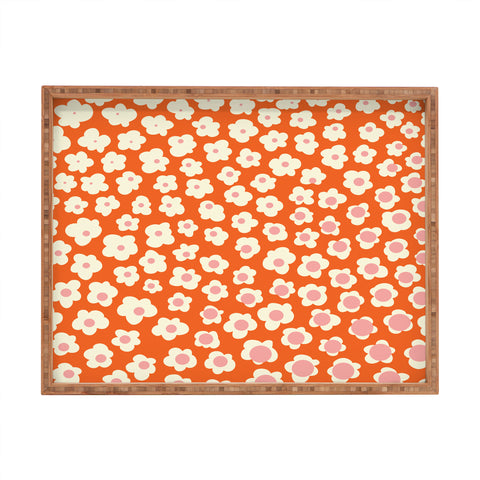 Jenean Morrison Sunny Side Floral in Orange Rectangular Tray