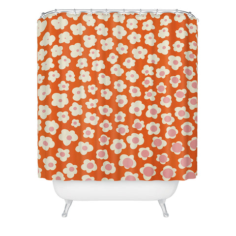 Jenean Morrison Sunny Side Floral in Orange Shower Curtain