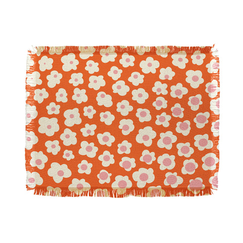 Jenean Morrison Sunny Side Floral in Orange Throw Blanket