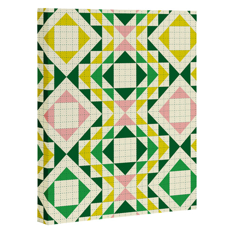 Jenean Morrison Top Stitched Quilt Green Art Canvas