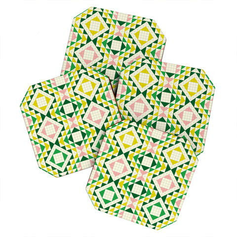 Jenean Morrison Top Stitched Quilt Green Coaster Set