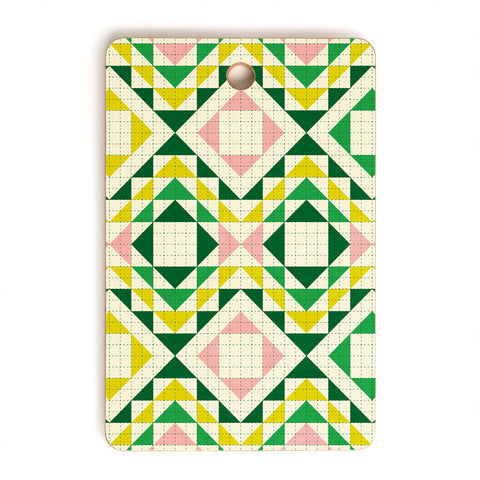 Jenean Morrison Top Stitched Quilt Green Cutting Board Rectangle