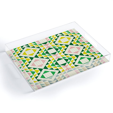 Jenean Morrison Top Stitched Quilt Green Acrylic Tray