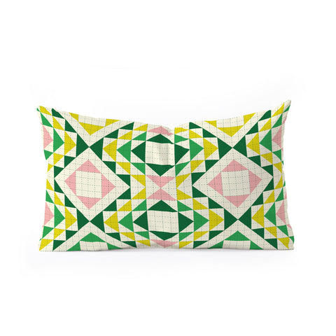 Jenean Morrison Top Stitched Quilt Green Oblong Throw Pillow