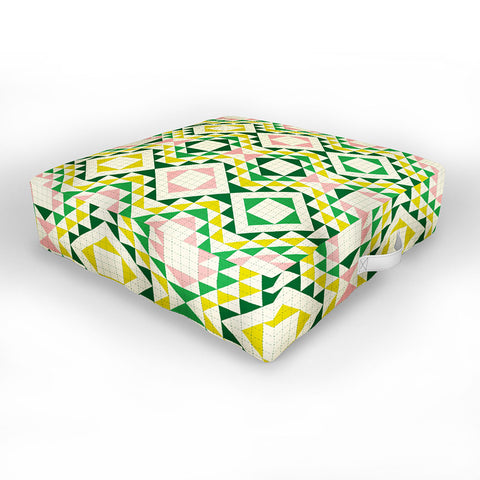 Jenean Morrison Top Stitched Quilt Green Outdoor Floor Cushion