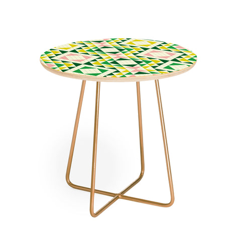 Jenean Morrison Top Stitched Quilt Green Round Side Table