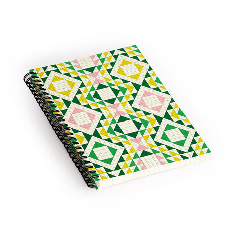 Jenean Morrison Top Stitched Quilt Green Spiral Notebook