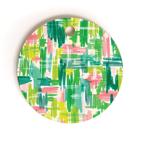 Jenean Morrison Tropical Abstract Cutting Board Round