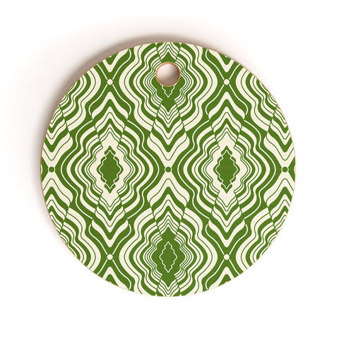 Jenean Morrison Wave of Emotions Green Cutting Board Round