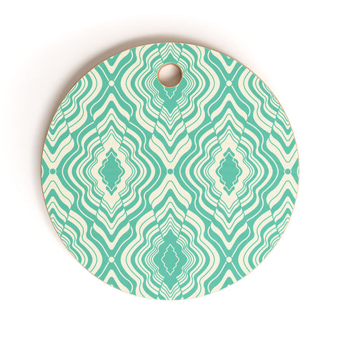 Jenean Morrison Wave of Emotions Teal Cutting Board Round