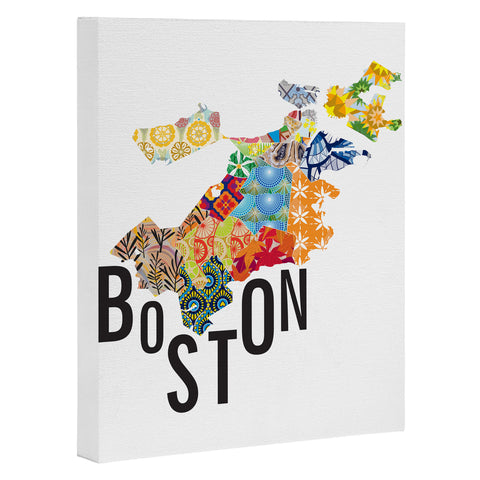 Jennifer Hill Boston Map Art Canvas