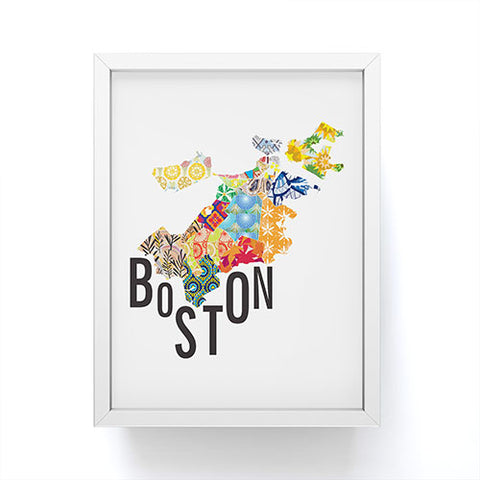Jennifer Hill Boston Map Framed Mini Art Print