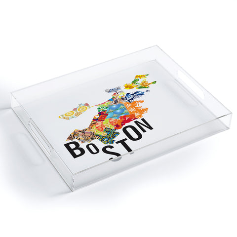 Jennifer Hill Boston Map Acrylic Tray