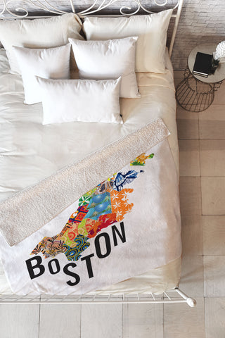 Jennifer Hill Boston Map Fleece Throw Blanket