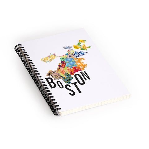 Jennifer Hill Boston Map Spiral Notebook