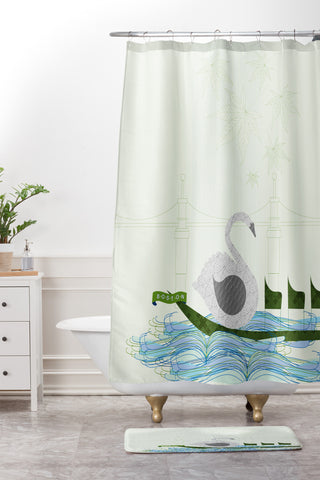 Jennifer Hill Boston Swan Boat Shower Curtain And Mat