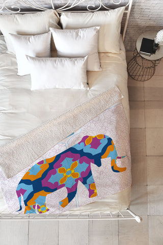 Jennifer Hill Elephant 3 Fleece Throw Blanket