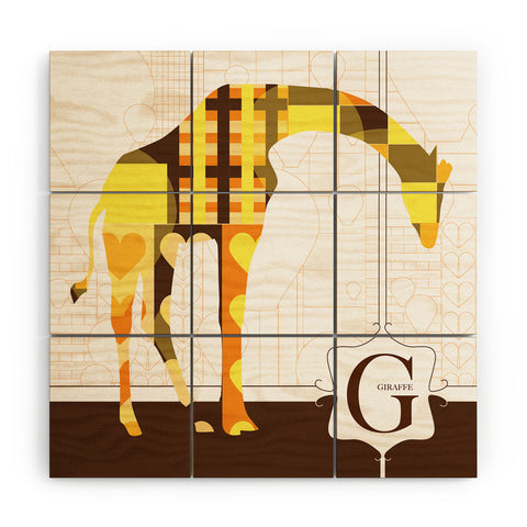 Jennifer Hill Geo Giraffe Wood Wall Mural