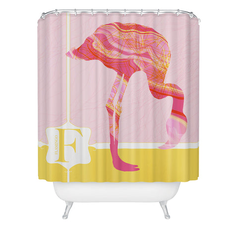 Jennifer Hill Miss Flamingo Shower Curtain