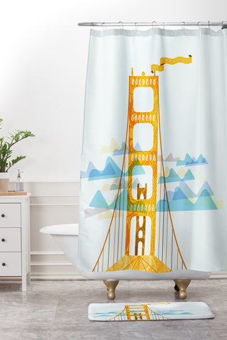 Jennifer Hill San Francisco Golden Gate Shower Curtain And Mat