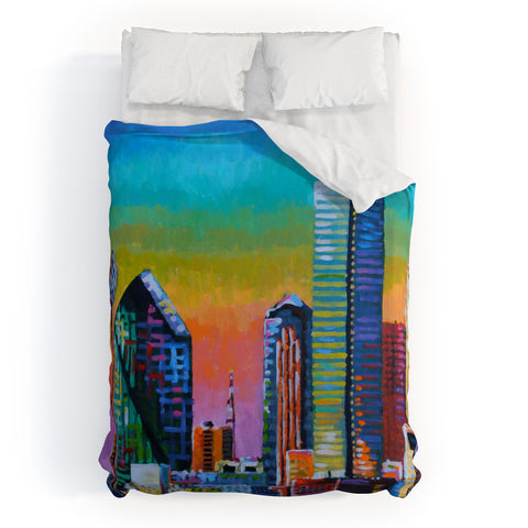 Jenny Grumbles Somewhere Over The Big D Duvet Cover