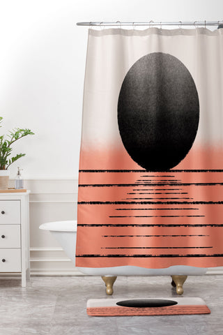 Jimmy Tan Abstraction pattern 26 red oce Shower Curtain And Mat