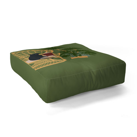 Jimmy Tan Hidden cat 51 private forest Floor Pillow Square