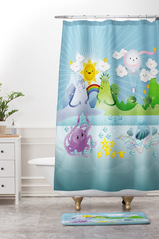 Jose Luis Guerrero Happy Land Shower Curtain And Mat