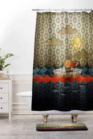 Jose Luis Guerrero Paper Boat Shower Curtain And Mat