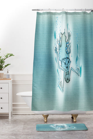 Jose Luis Guerrero Turquoise Shower Curtain And Mat