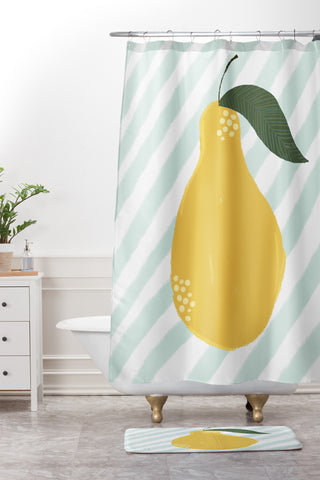 Joy Laforme A Pear is a Pear Shower Curtain And Mat