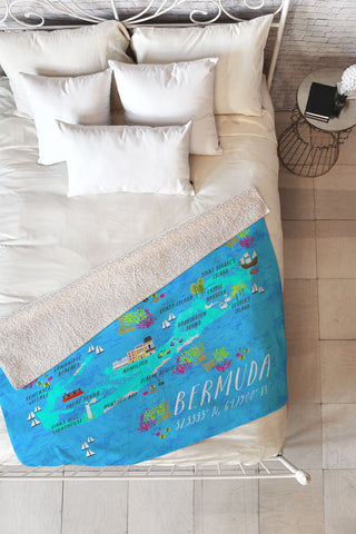 Joy Laforme Bermuda Map Fleece Throw Blanket