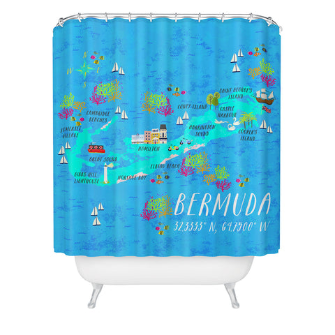Joy Laforme Bermuda Map Shower Curtain