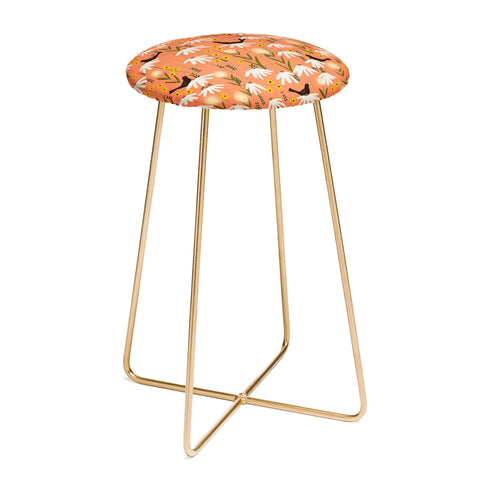 Joy Laforme Blooms of Dandelions and Wild Daisies Counter Stool