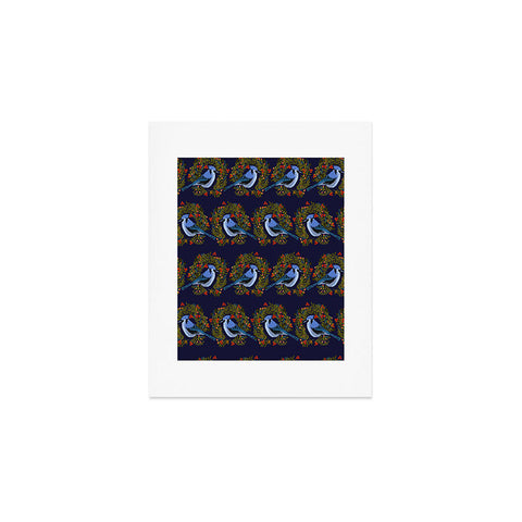 Joy Laforme Christmas Blue Jay Wreaths Art Print