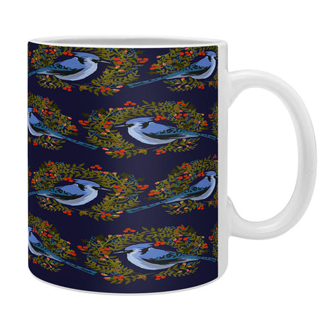 Joy Laforme Christmas Blue Jay Wreaths Coffee Mug