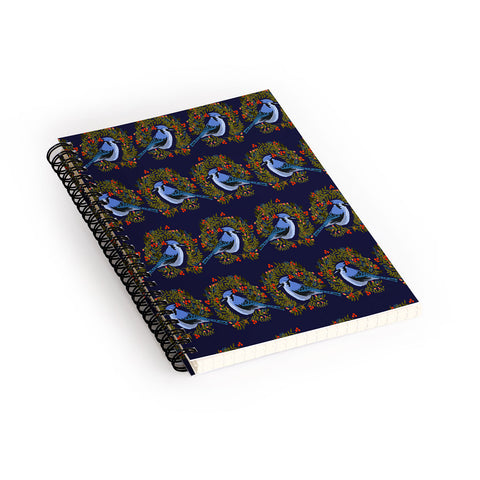 Joy Laforme Christmas Blue Jay Wreaths Spiral Notebook