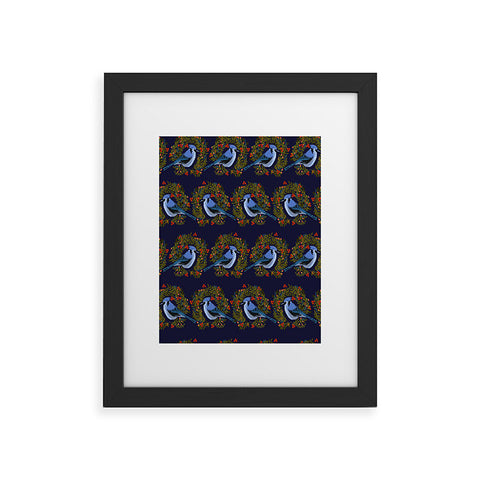 Joy Laforme Christmas Blue Jay Wreaths Framed Art Print