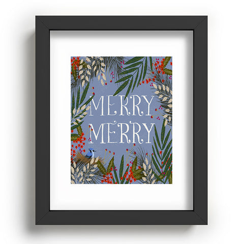 Joy Laforme Christmas Merry Merry Wreath Recessed Framing Rectangle