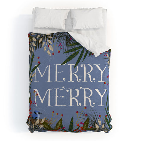 Joy Laforme Christmas Merry Merry Wreath Duvet Cover