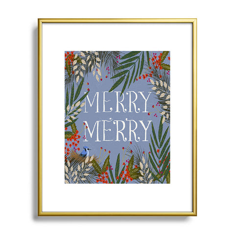 Joy Laforme Christmas Merry Merry Wreath Metal Framed Art Print