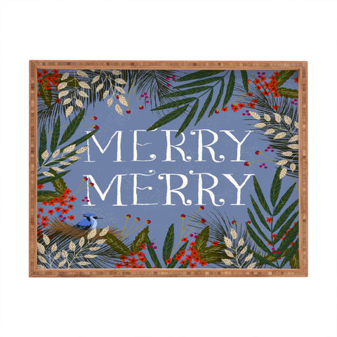 Joy Laforme Christmas Merry Merry Wreath Rectangular Tray