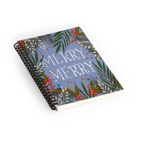 Joy Laforme Christmas Merry Merry Wreath Spiral Notebook