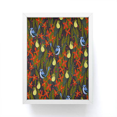 Joy Laforme Christmas Poinsettias and Pears Framed Mini Art Print