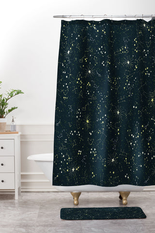 Joy Laforme Constellations In Midnight Blue Shower Curtain And Mat