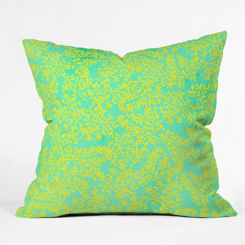 Joy Laforme Coral Me Lime Outdoor Throw Pillow
