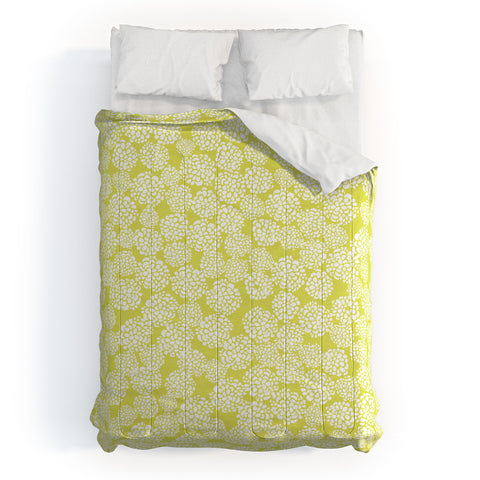 Joy Laforme Dahlias Chartreuse Comforter
