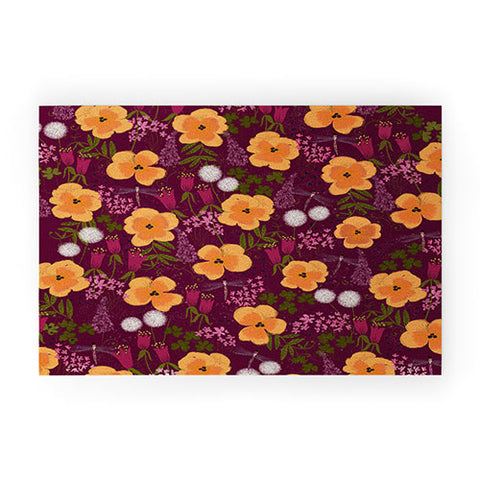 Joy Laforme Dandelions and Wild Pansies Welcome Mat