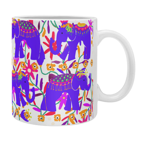 Joy Laforme Elephants Deco On Exotic Florals Coffee Mug